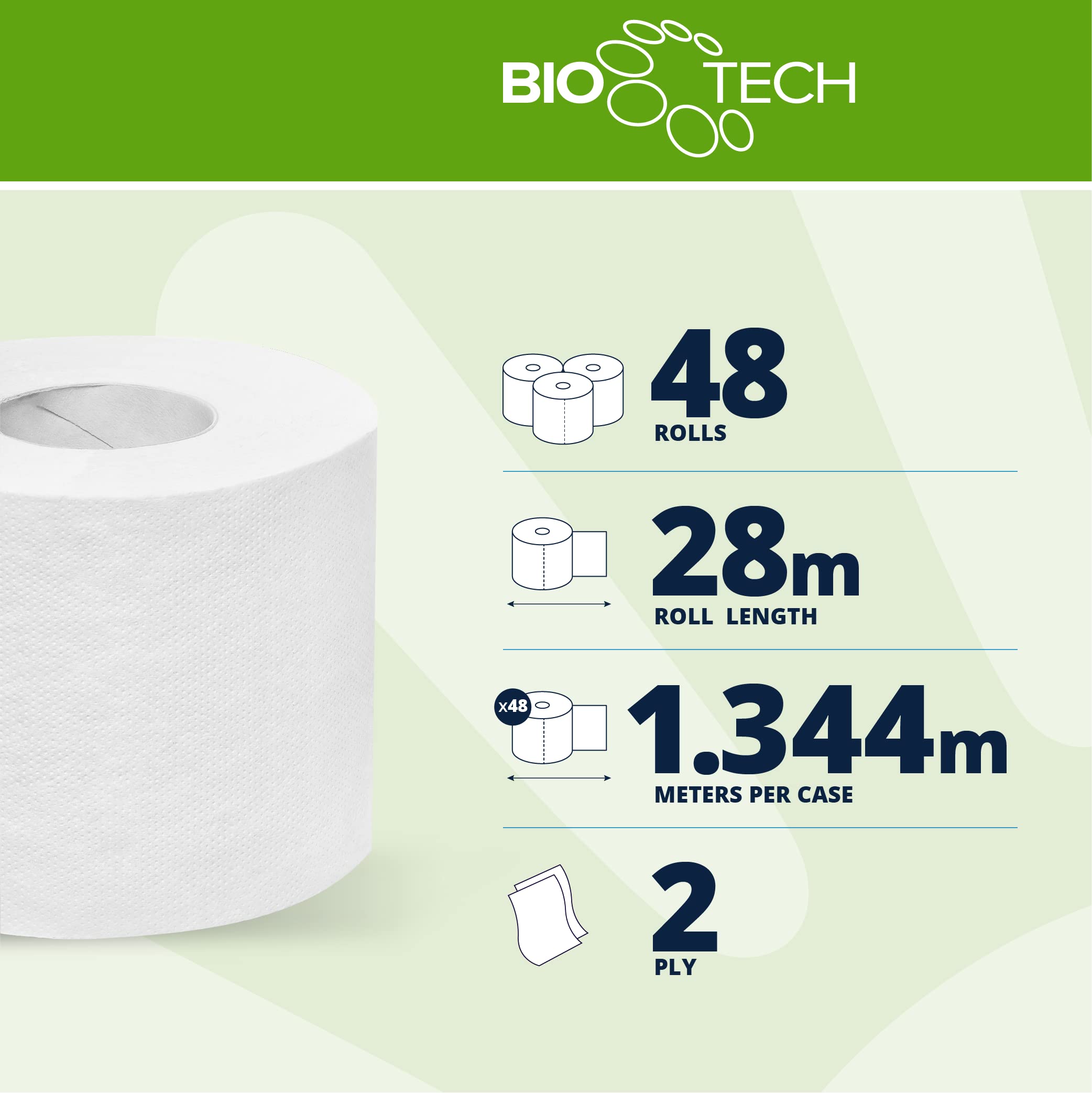 Papernet Kleinrollen - Toilettenpapier: Kleinrollen - Toilettenpapier Bio Tech, Weiß, 12 Verpackungseinheit x 4131 gr