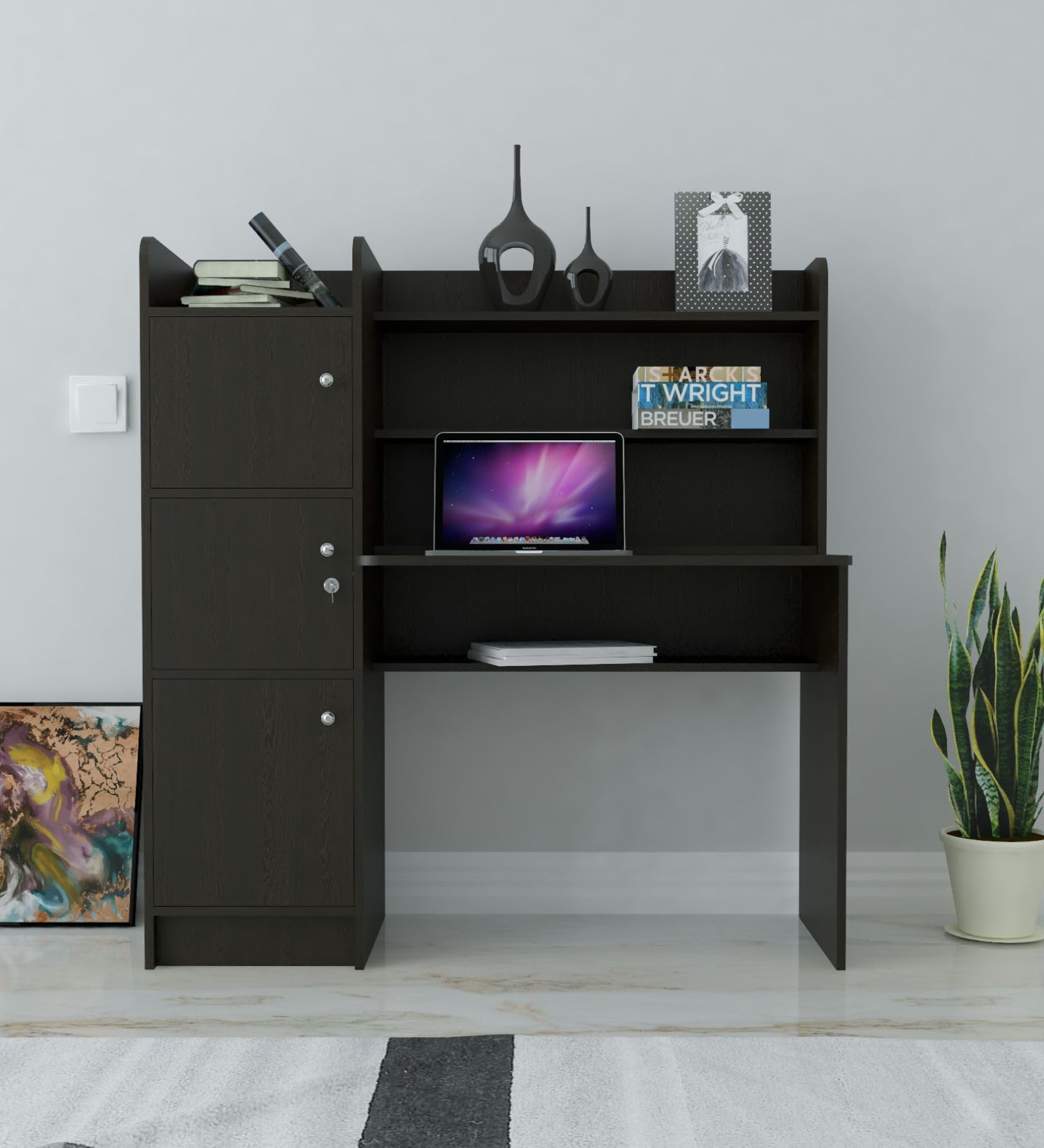 ABOUT SPACE Study Table with Cabinet - Computer Table with Bottom ...