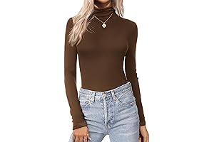 Ekouaer Women's Turtleneck Long Sleeve Shirts - Lightweight Base Layer Solid Slim Fit Tops