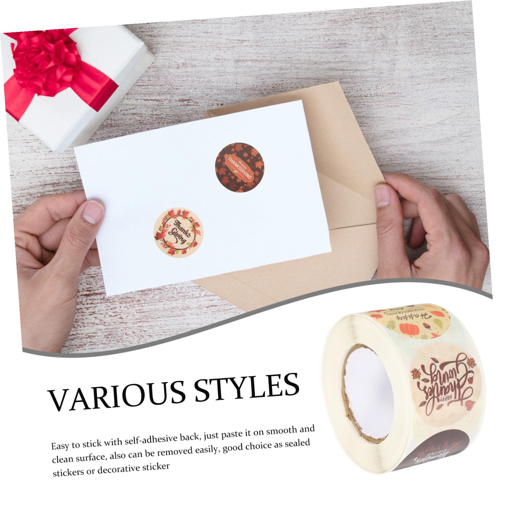 STOBOK 4rotoli Etichette Adesive Decorative Per Sealing Di Stickers Per Ringraziamento Per Buste e Confezioni Di Biscotti Pane e Regali