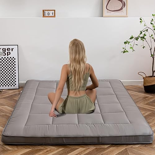 HIGOGOGO Colchón japonés de suelo para adultos colchón de suelo enrollable de 4 pulgadas de grosor colchón de futón Shikibuton almohadillas