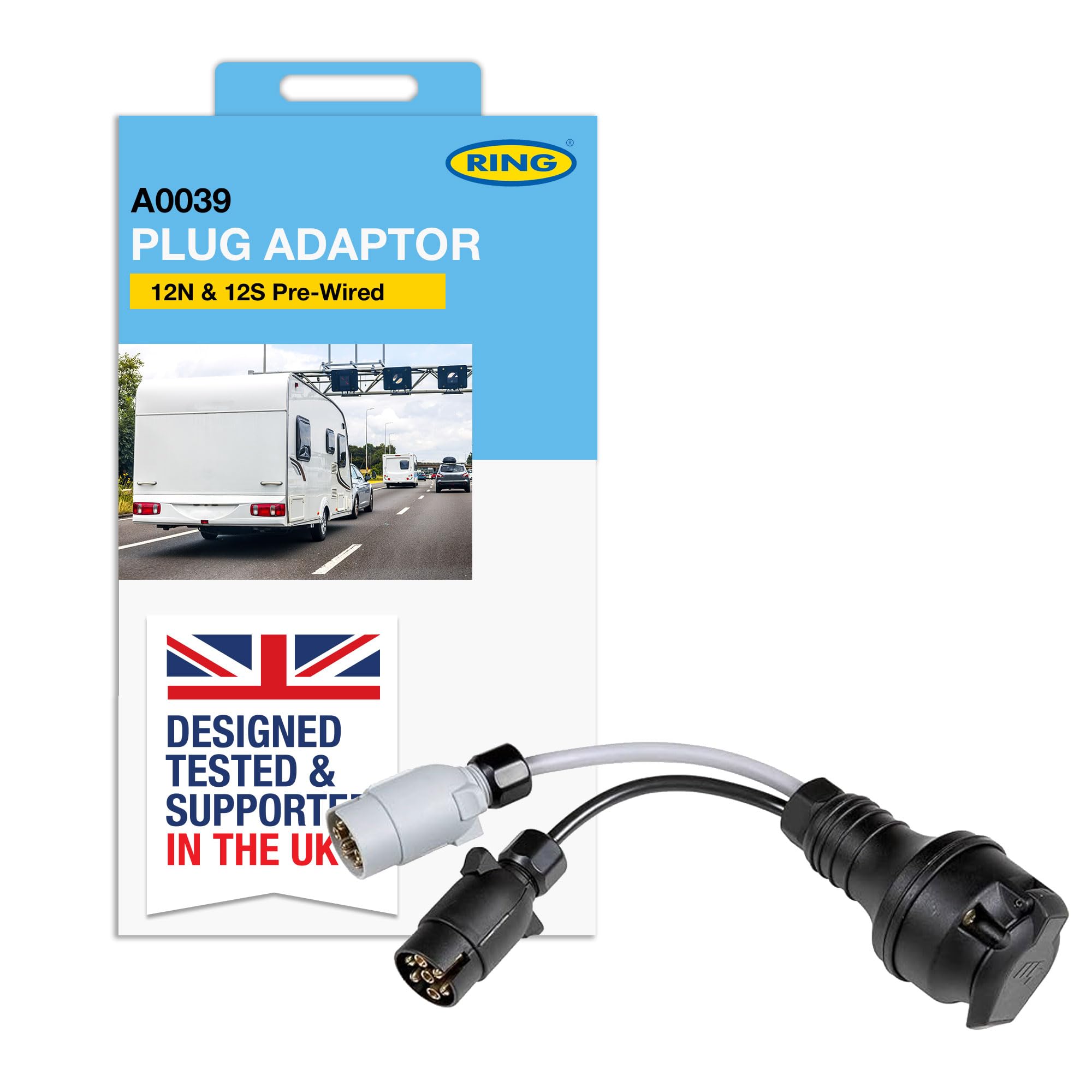 Ring A0039 12V Trailer Towing 12N 12S Sockets To 13 Pin Plug Adaptor Single