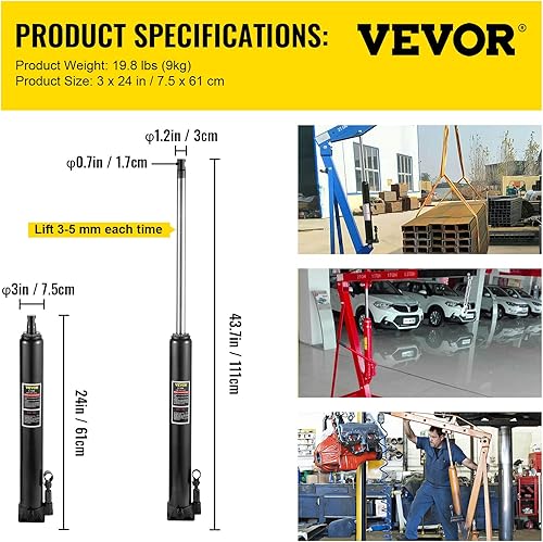 Miniatura 7 de VEVOR Gato hidráulico largo de carnero, capacidad de 8 toneladas17636 libras, con bomba de pistón único y base de horquilla, recogedor manual de
