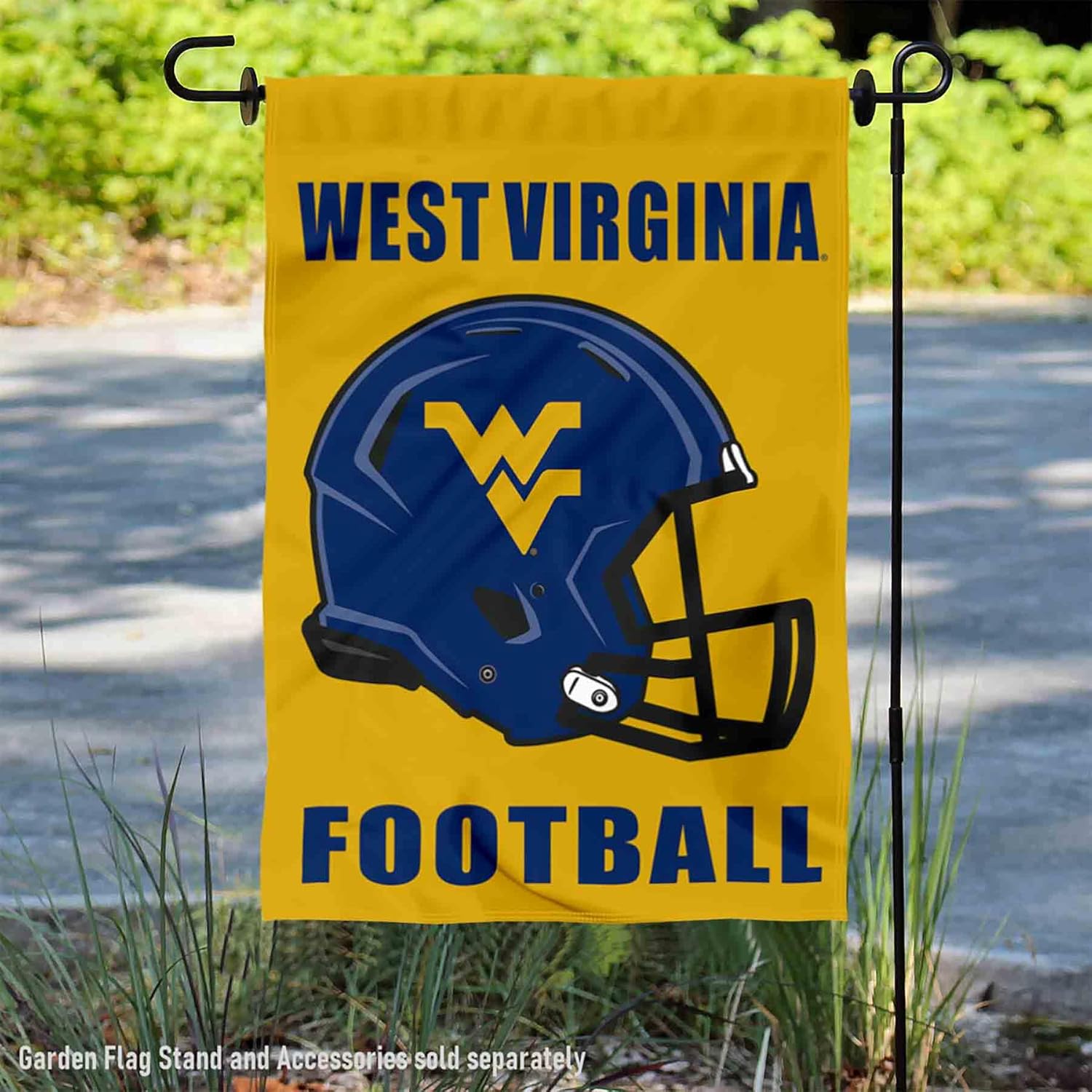 West Virginia Football Helmet Garden Flag - Image 2