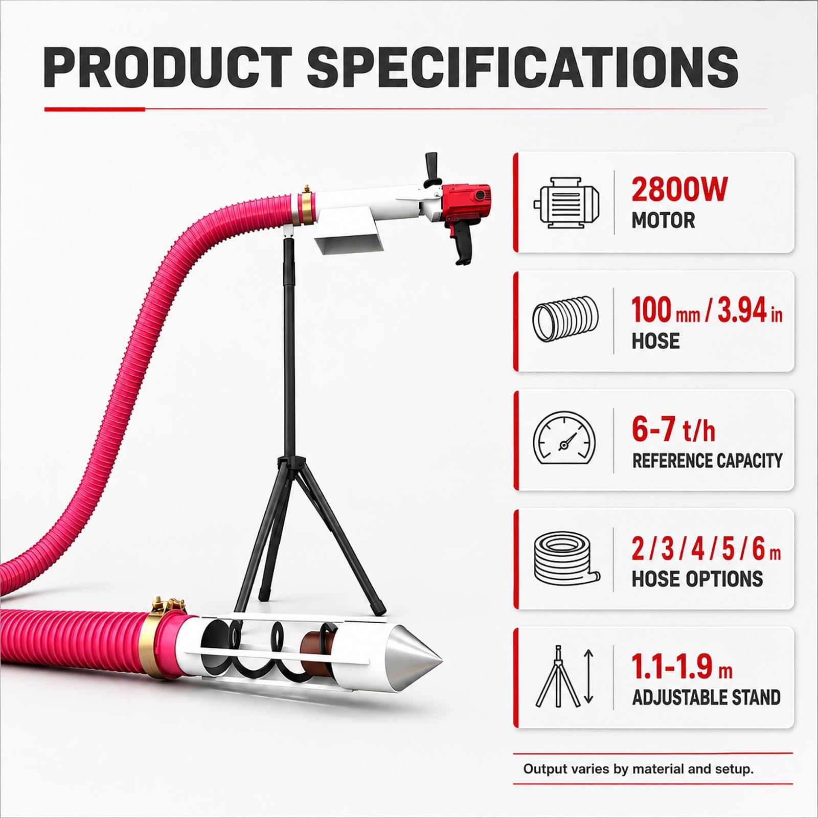 Trasportatore a Coclea da 2800 W per Granaglie, Flessibile e Portatile 4m