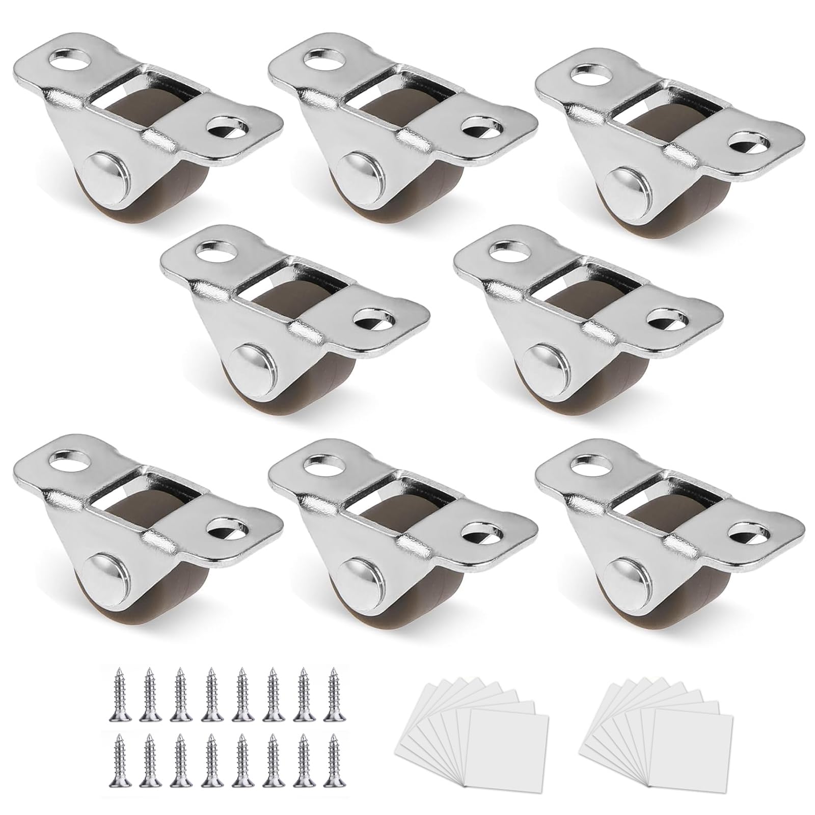 Luxinika 1/2" Mini Rigid Wheels, Set of 8 Small Low Profile Rubber Casters with Steel Top Plate, Small Self Adhesive Caster Wheels for Gun Box (1.1"L X 0.5"L X 0,-image-36