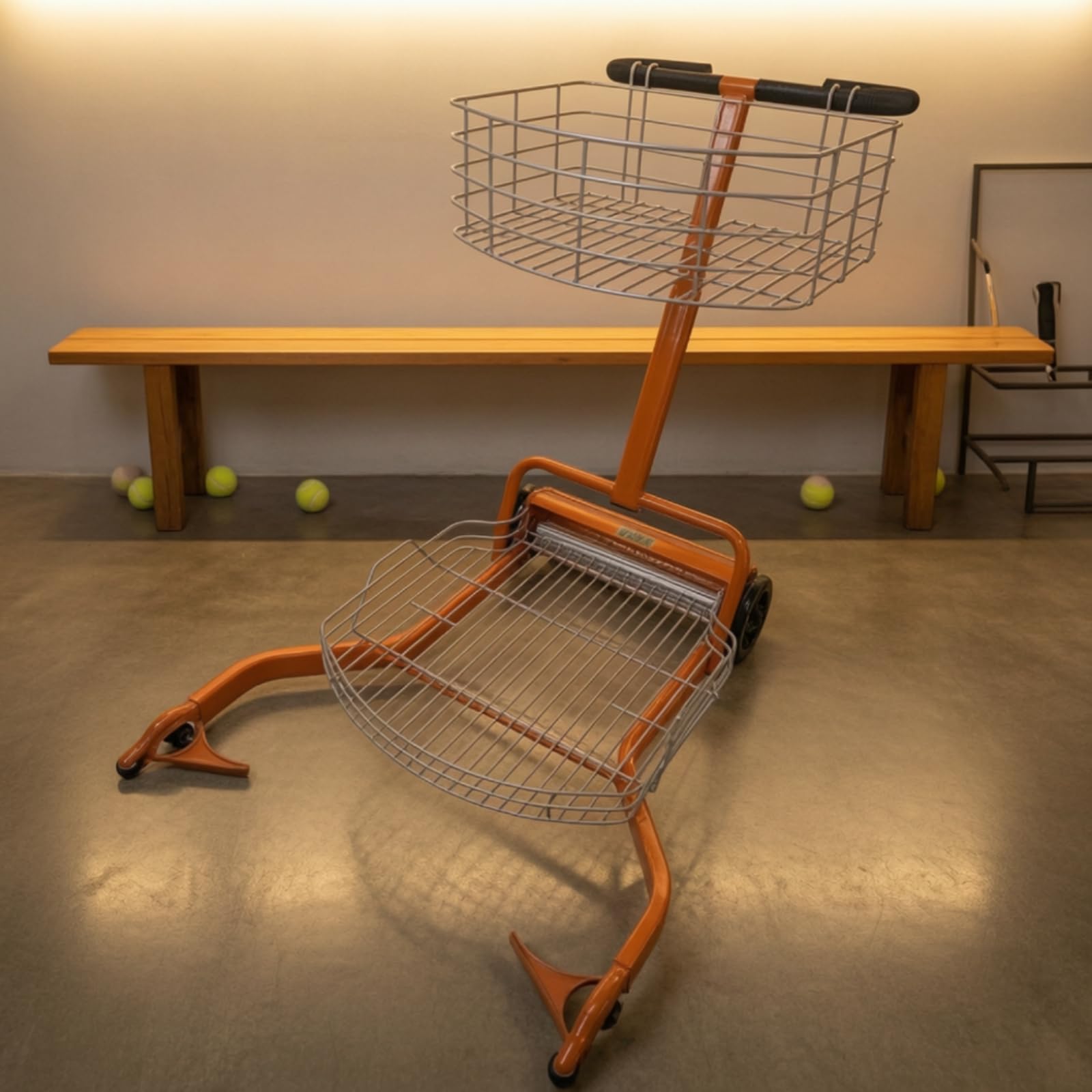harayaa Tennis Ball Collector Carrello Raccoglipalline Tennis Carrello Tennis Cesto Tennis Contenitore Palline Struttura in Lega di Alluminio E Filo di Ferro, Arancione