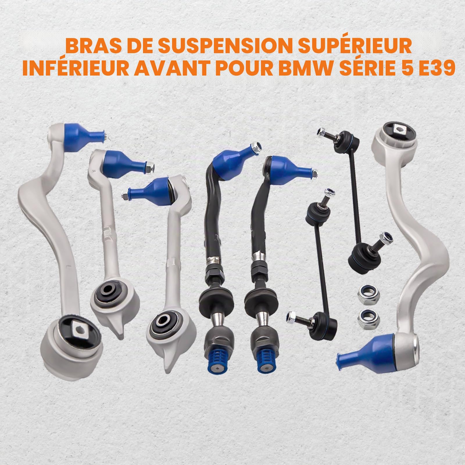 maXpeedingrods Jeu de bras de suspension pour essieu avant pour BMW Série 5 E39 Touring 8 pièces Touring 520D
