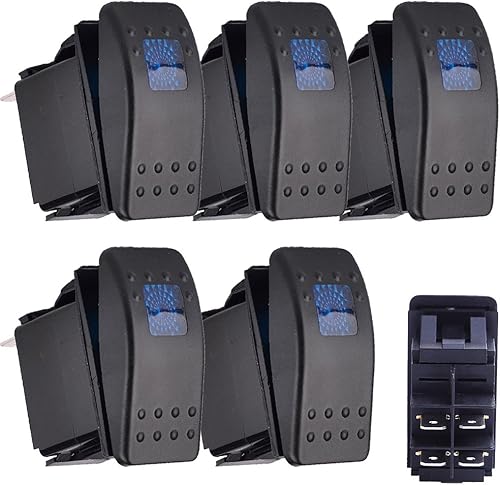 Switch cambiador de lámpara con luz LED azul. Bote marino 76719 de E Support. 4 paquetes de 5 pines, Azul