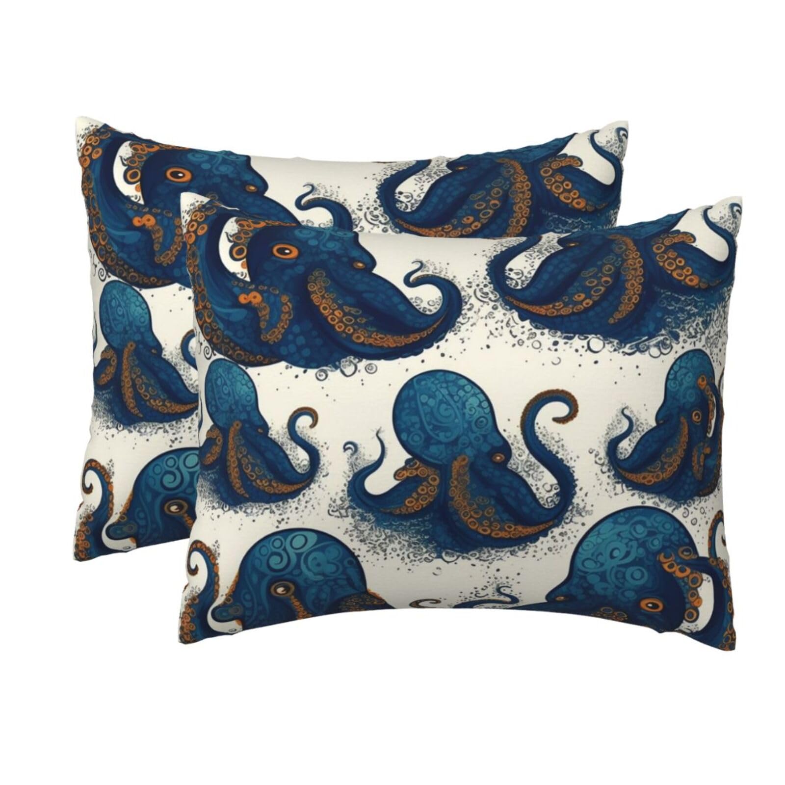 2 Pack Standard Pillow Cases with Hidden Zipper, Soft Breathable Pillow Covers for Hair and Skin, Tentacles Octopus Pillowcases 20"x26" Bed Pillow Protectors Cover for Sleeping Gifts