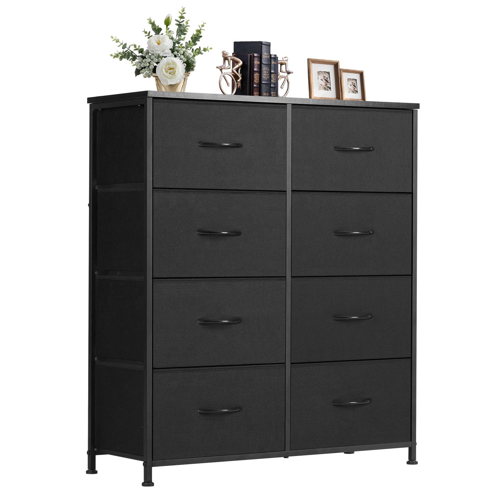 Photo 1 of [Missing Hardware] DUMOS Dresser for Bedroom, Storage Organizer with 9 Drawers, Chest of Drawers with Fabric Bins, Sturdy Metal Frame, Wood Tabletop for Guest Room, Closet, Entryway, Black