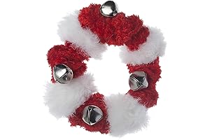Christmas Dog Collar with Bells: Red and White Fuzzy Bell Collar for...