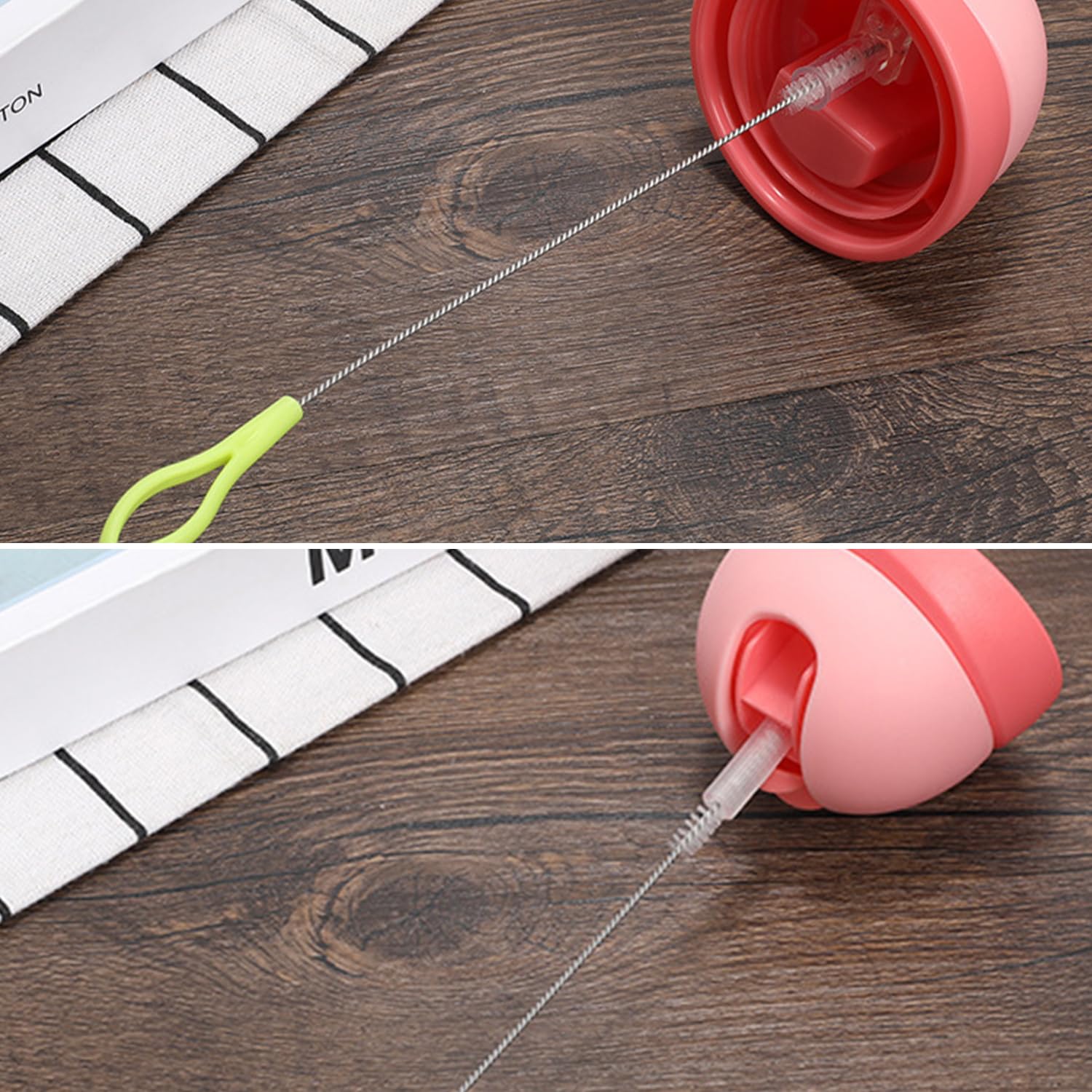 12 Cepillos De Limpieza para Pajitas, 2 Ganchos Transparentes, Cepillo para Pajitas De Acero Inoxidable, Cepillo para Limpiar Tubos De Ensayo, Cepillo para Tubos para Limpieza