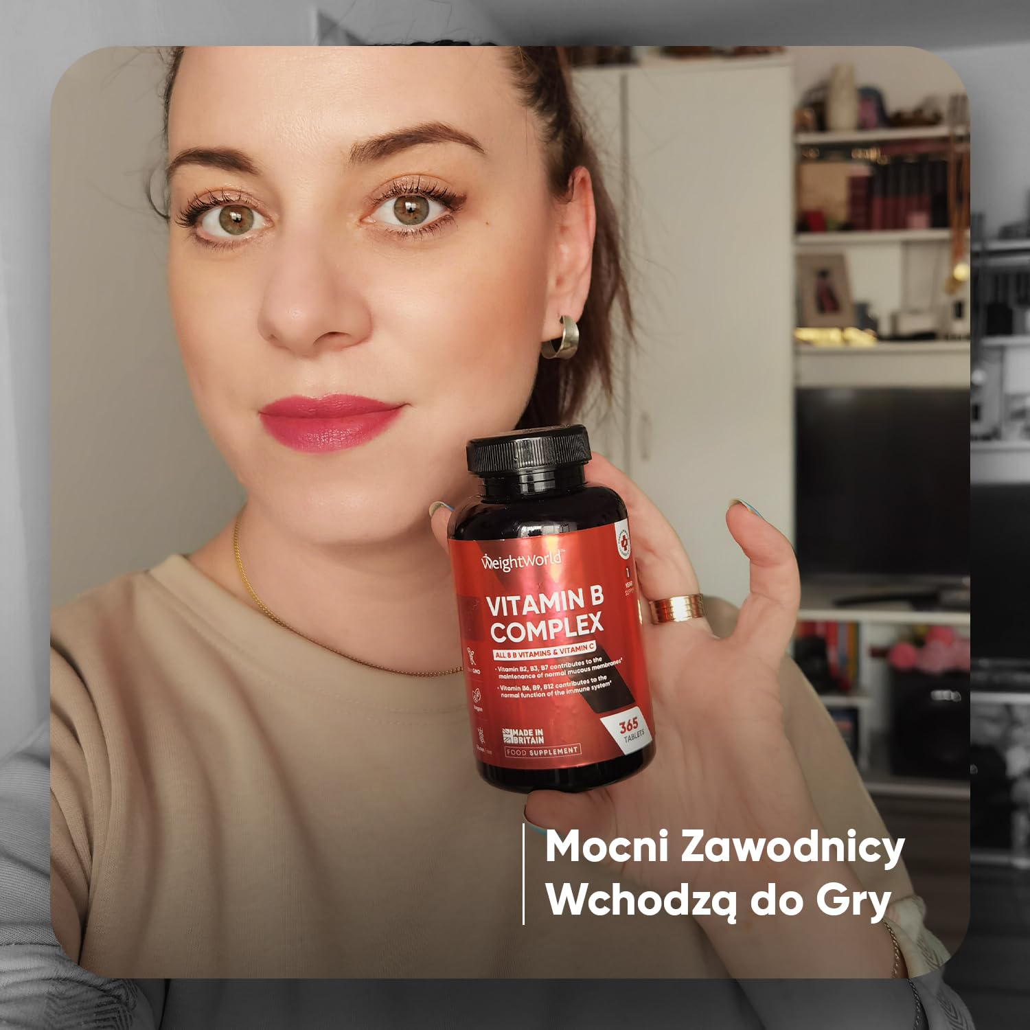 Kompleks witamin B wzbogacony o witaminą C – 365 wegańskich tabletek, 1 rok zapasu – 8 witamin z grupy B, pełny kompleks B: B1, B2, B3, B5, B6, B7 (Biotyna), B9 (Kwas foliowy) i B12