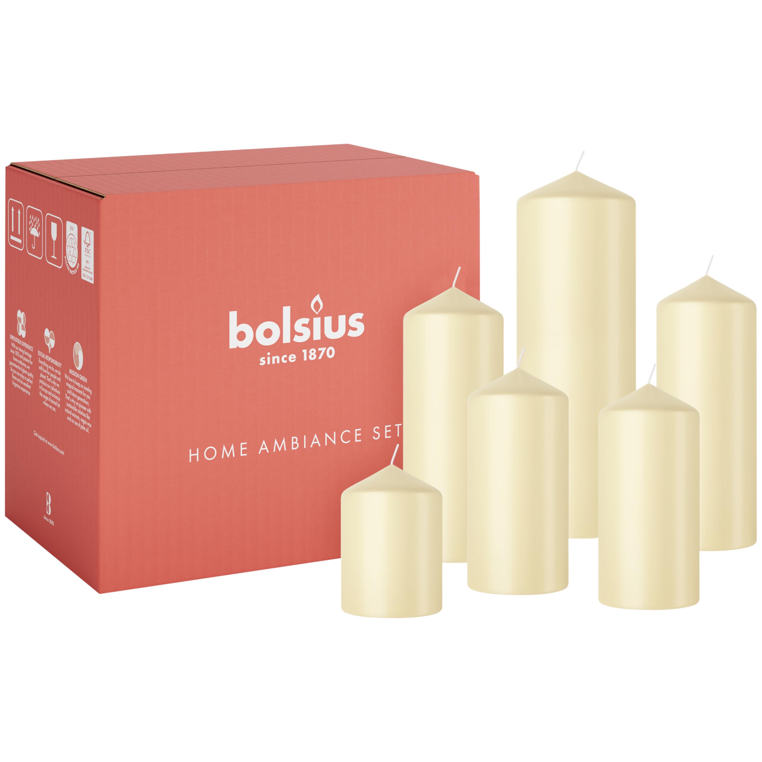 Bolsius - Candle Set - Oat Beige - 6 Candles - Decorative Candles - Contains Natural Plant Wax - No Palm Oil — image 1