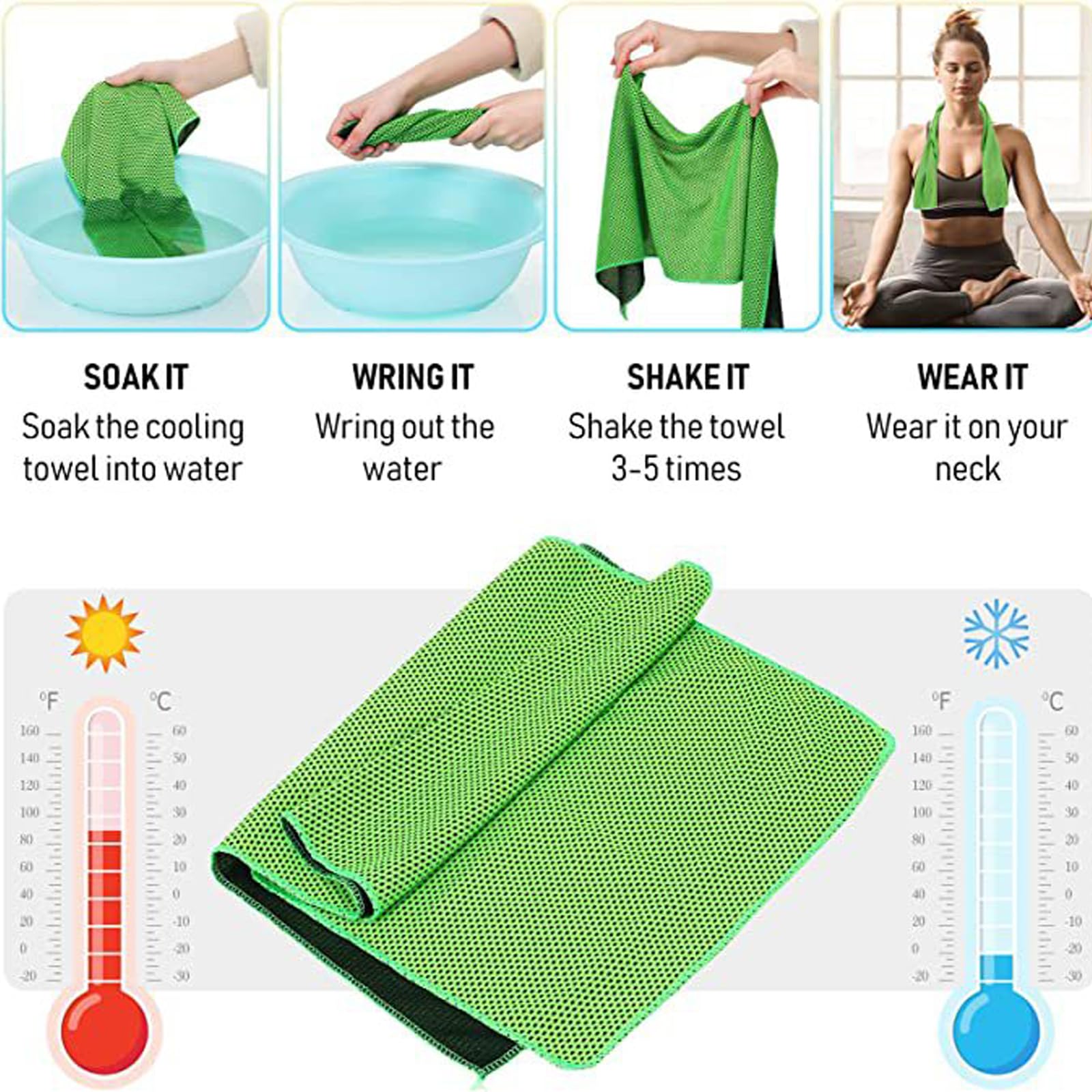 DKDDSSS Lot De 5 Serviettes Microfibre Rafraîchissantes – Ultra Légères, Séchage Express, Effet Glace Instantané Pour Sport, Fitness, Yoga, Voyage Et Plage
