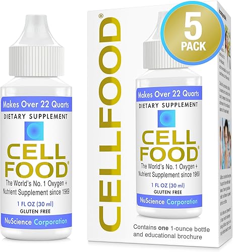 Cellfood Concentrado líquido  1 onza líquida, paquete de 5  Suplemento de oxígeno + nutrientes  Apoya el sistema inmunológico, la energía, la