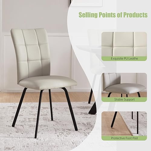 Miniatura 4 de HIPIHOM Juego de 4 sillas de comedor modernas sillas de comedor de cocina sillas laterales tapizadas de cuero sintético con cojín y patas de metal