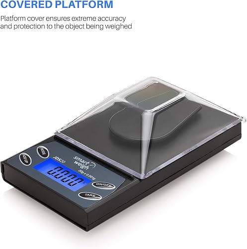 Miniatura 5 de Smart Weigh Báscula digital de bolsillo ultra delgada de 071oz x 000oz con peso de calibración y pinzas color negro