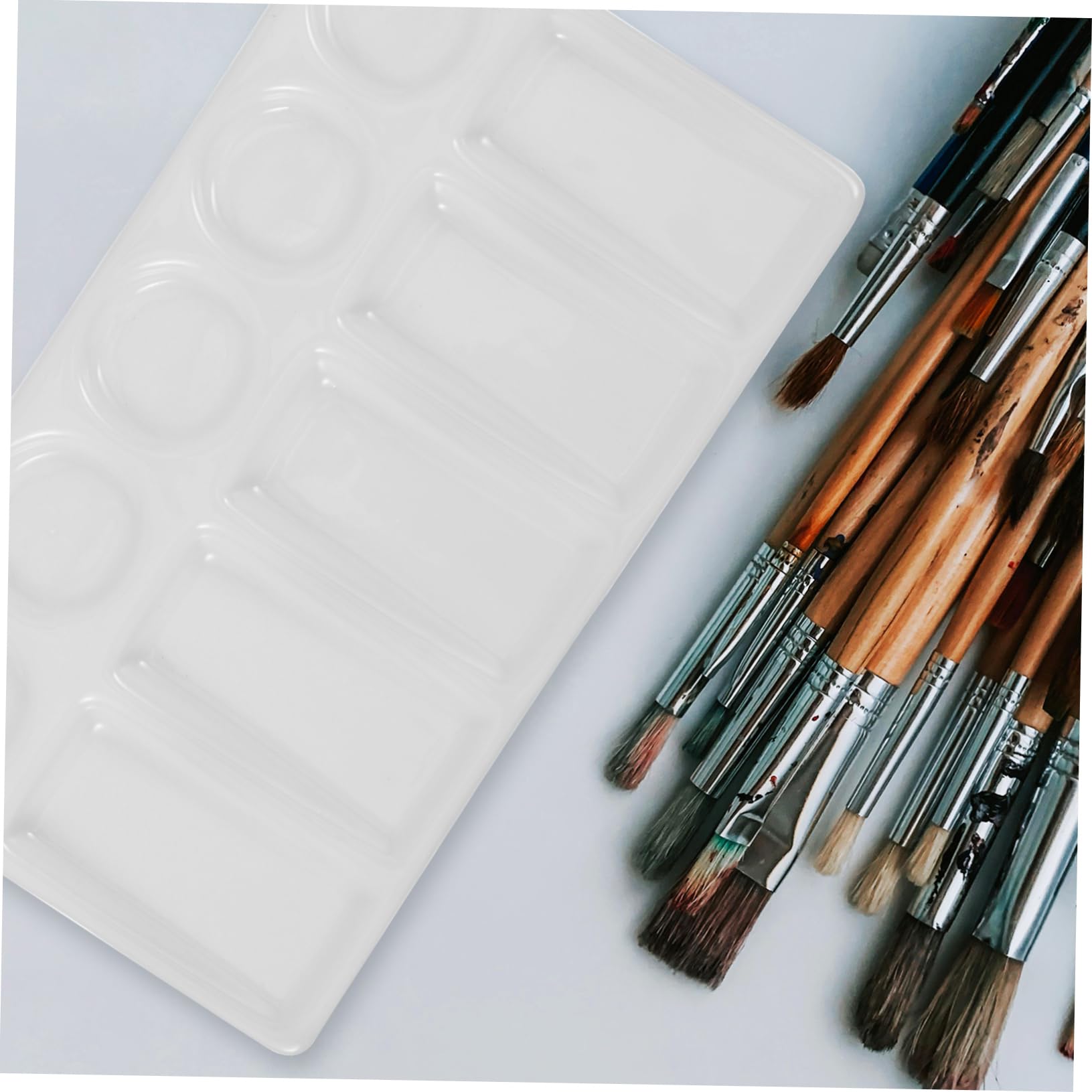 Palette Rectangulaire Blanche à 10 Puits pour Artistes et Peintres