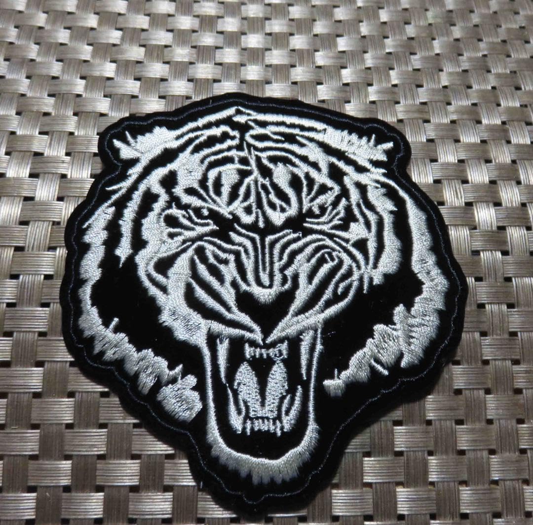 Daily Crafts Embroidered Patch, Black Base Hot Fix Glue Embroidery Cloth Paste Iron-on Patch DIY Clothes Sticker Trim Embellishments Applique (Tiger) 4