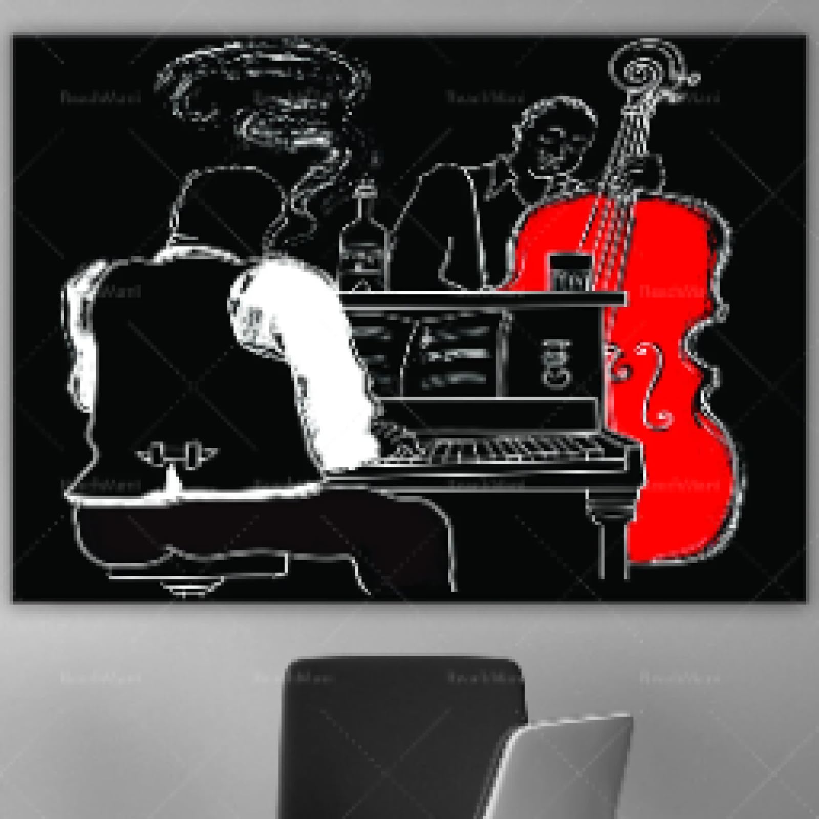 BMGKYAGL Stampa su tela Pianista, moderna decorazione da parete su tela, poster artistico, per gli amanti della musica. Decorazioni per pareti con cornice 60x90cm.