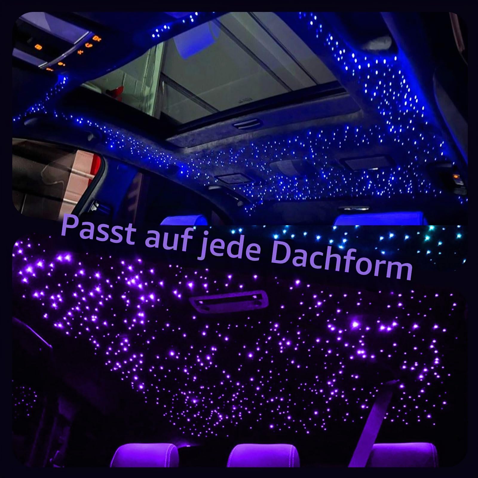 VASTFIRE Starlight Headliner Kit – 500 Stück 0,03 Zoll 9,8 Fuß Glasfaser-Sternenlichter für Autos mit 16 W RGBW, Twinkle & Music Sync, APP/Fernbedienung für Autodach/Schlafzimmerdecke