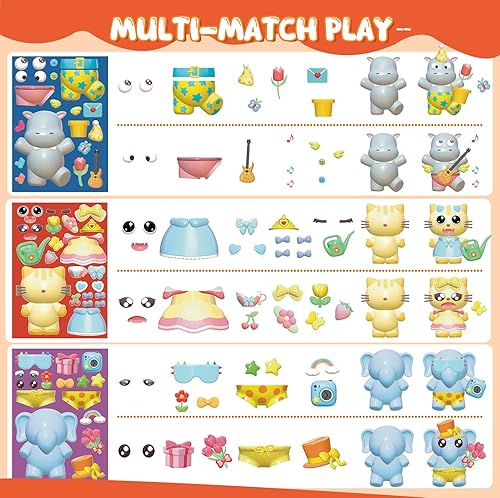 Miniatura 22 de sinceroduct 100 hojas de calcomanías para niños, haz tu propia calcomanía, 20 estilos impermeables para niños, calcomanías de animales para Navidad