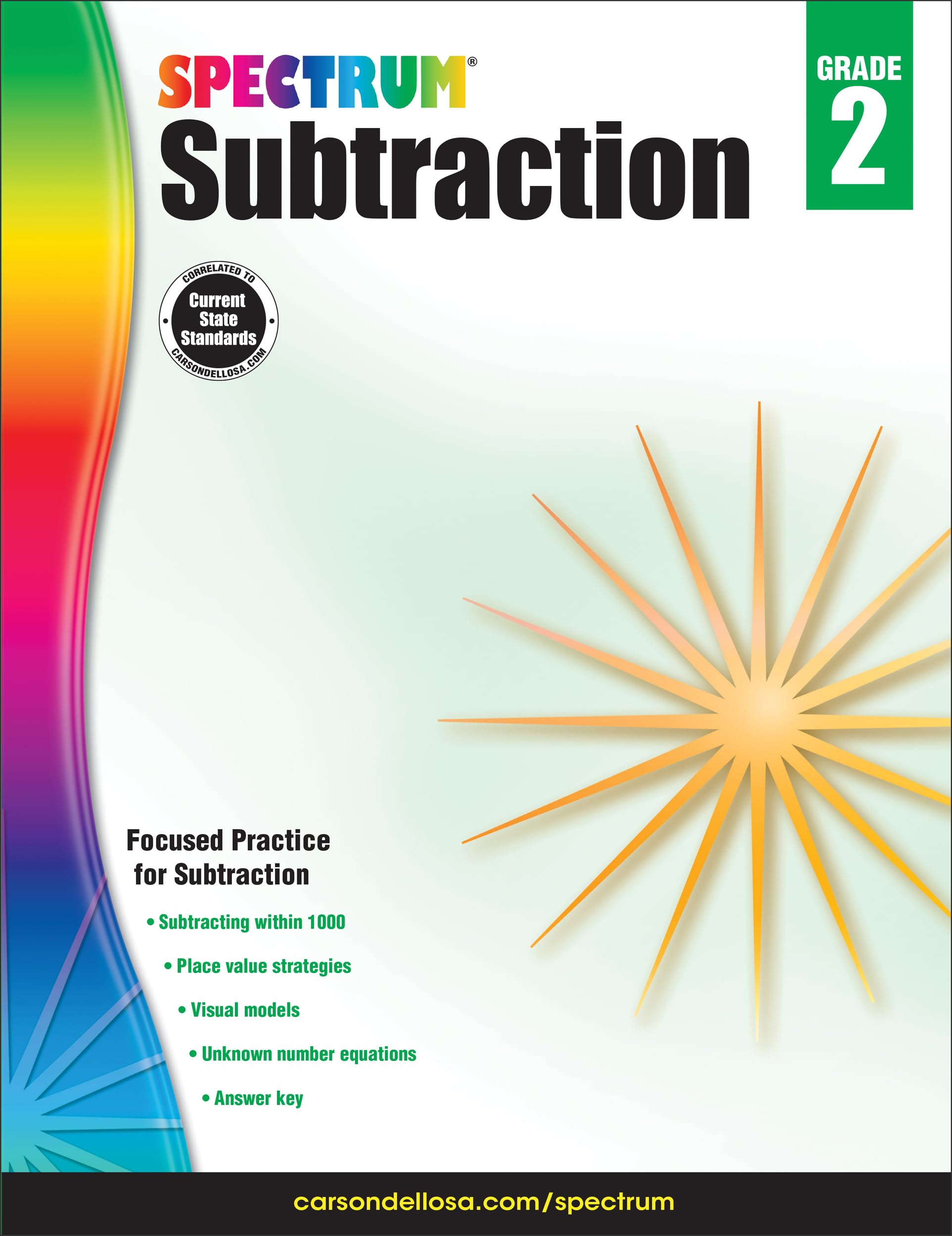 Spectrum Grade 2 Subtraction Workbook, Math Book for Kids Ages 7 to 8, Subtracting Within 1000, Place Value, Mathematics Equations, and More, Classroom or Homeschool Curriculum