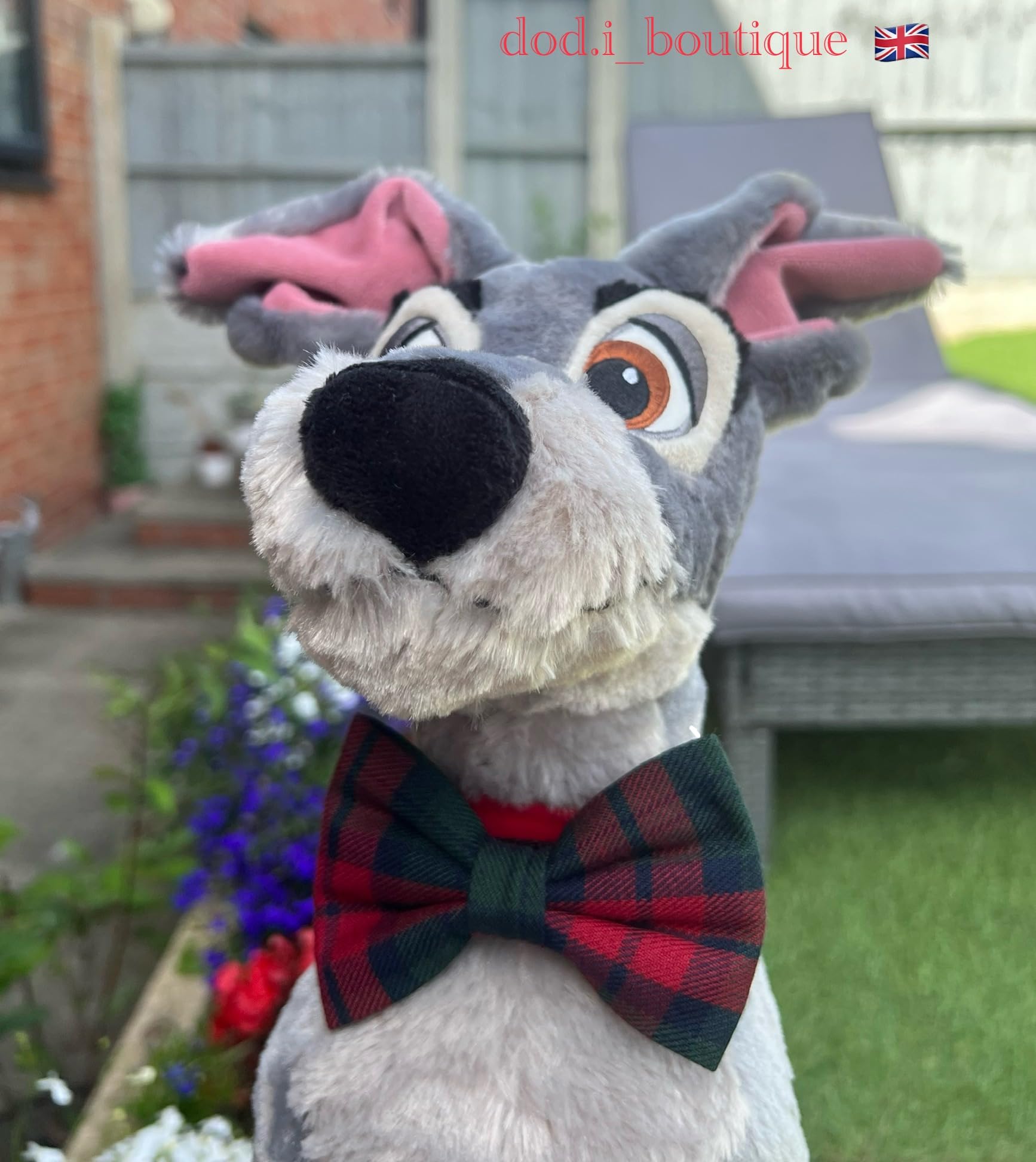 New Dogs Bow Tie Tartan woven Elastic Band attach COLLAR ACCESSORY Handmade UK (Large red green), beige, Large red blue - Image 4