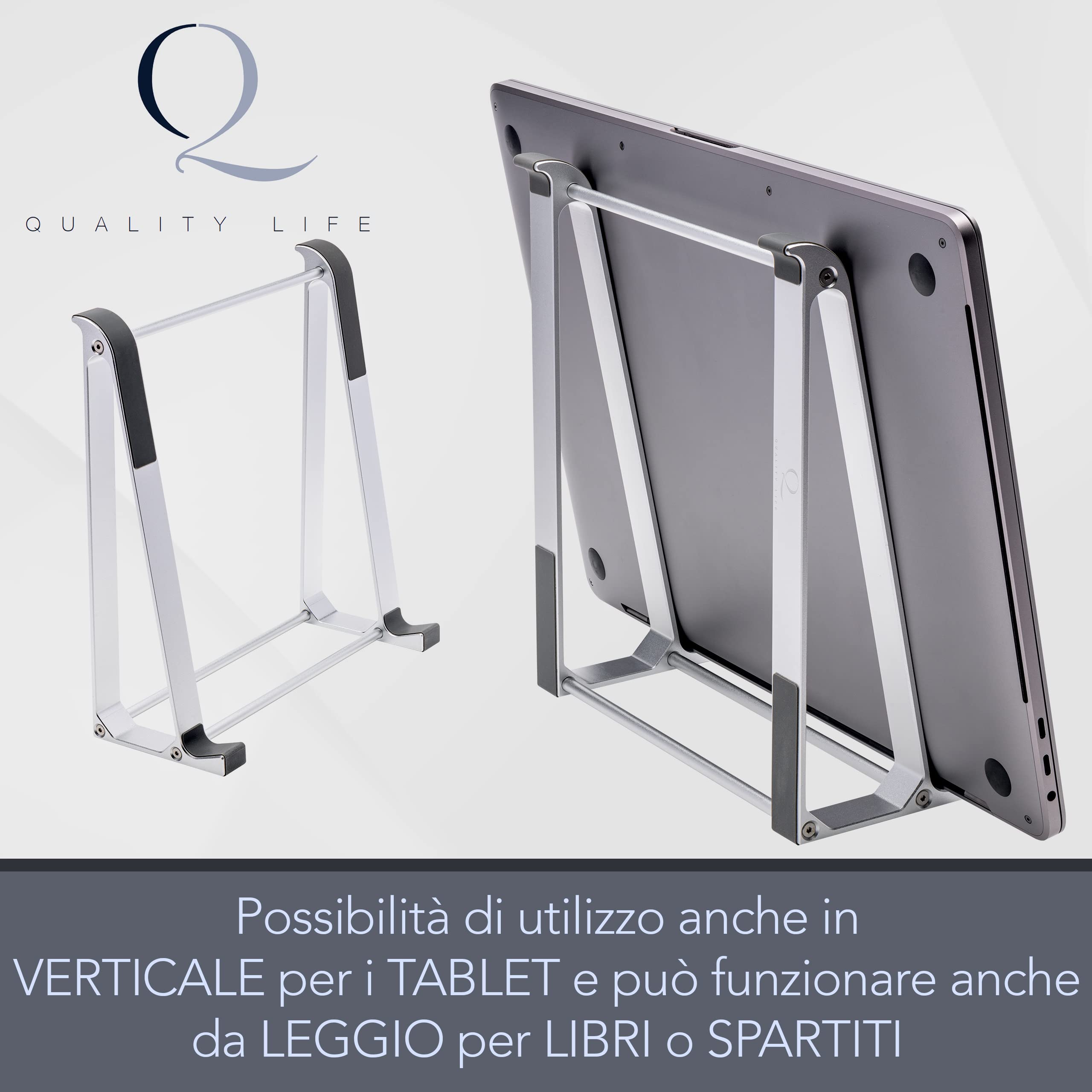 Desire2 Rise Supporto Per Laptop In Alluminio | Altezza Regolabile 10-16 Cm | Organizer Da Scrivania Ergonomico - 2
