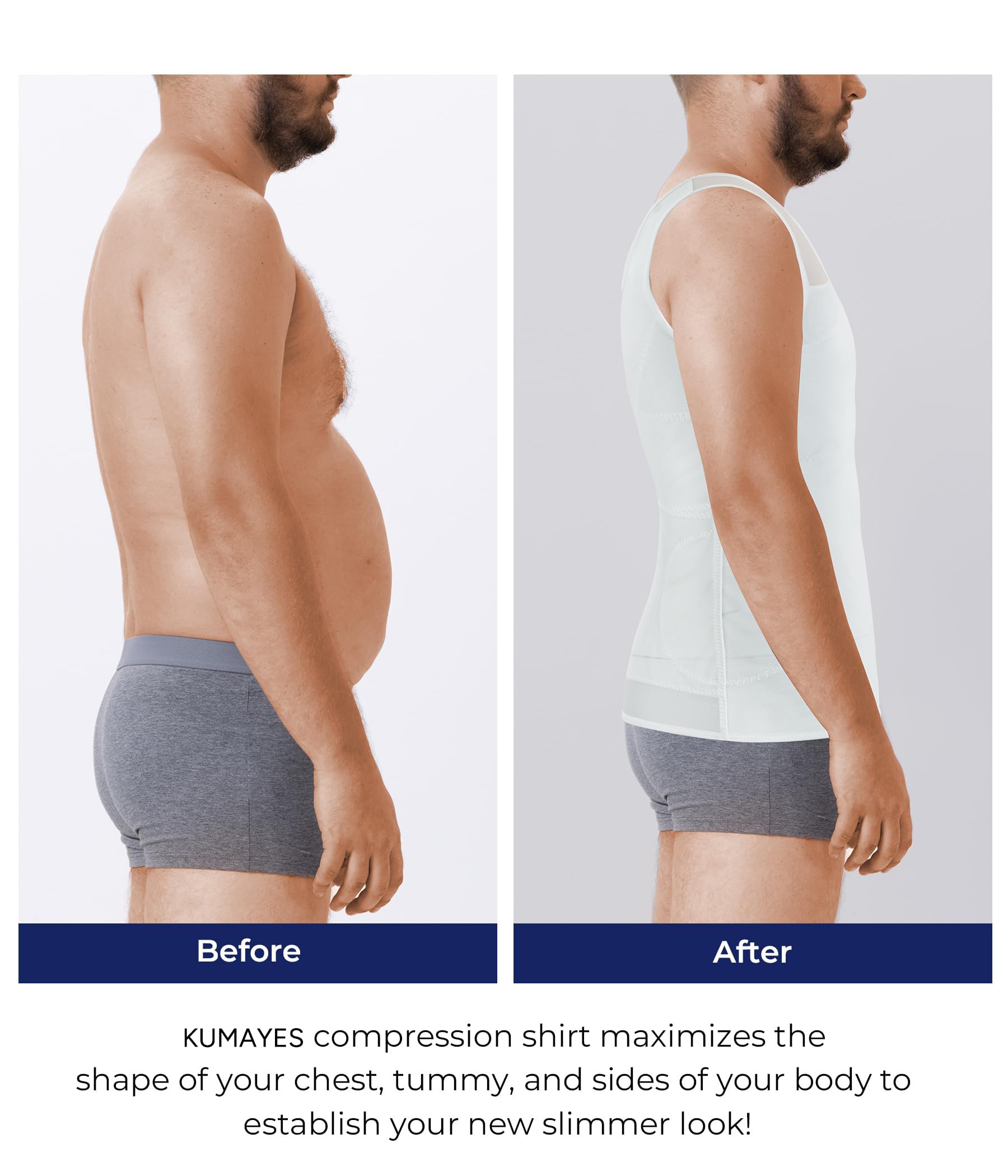 KUMAYES Camiseta Compresión Hombre Faja Reductora Hombre Alta Elasticidad Body Shaper Camisetas de Tirantes sin Mangas