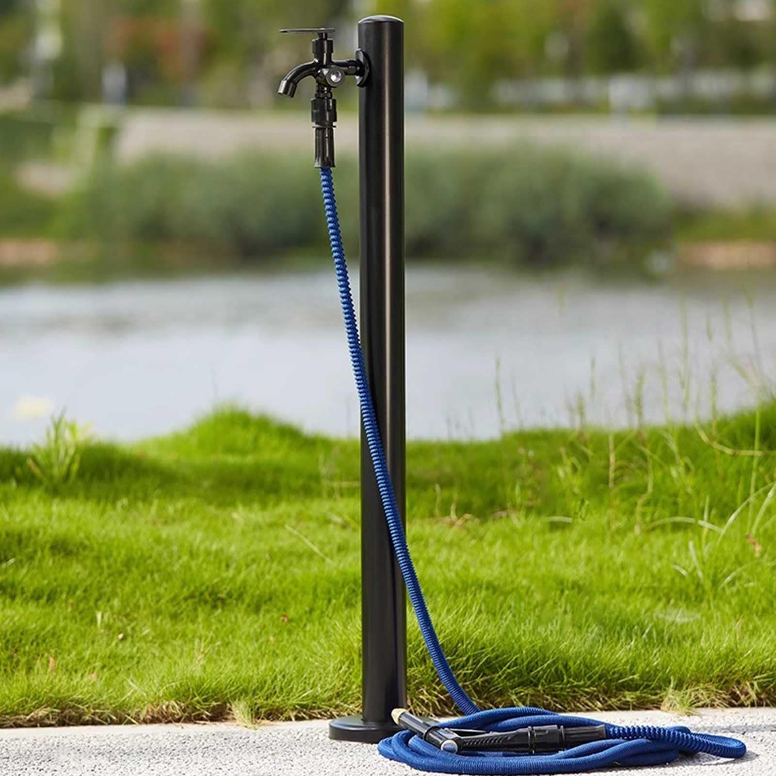 Robinet d'extérieur en Acier Inoxydable de 61 cm (24 Pouces) avec Jet d'eau, revêtement en résine antigel résistant aux intempéries, Double Sortie, Irrigation Efficace, Accessoire de Jardin