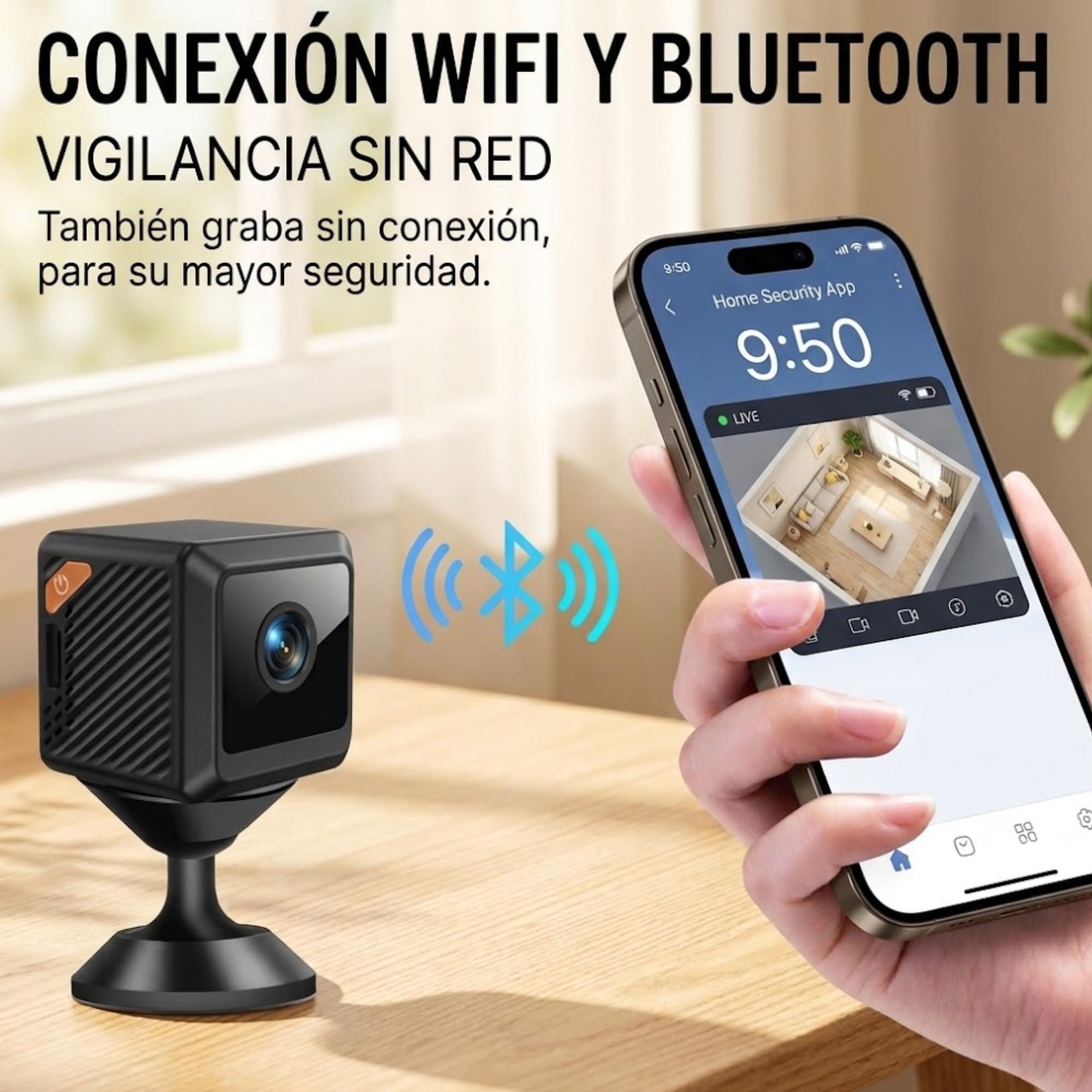 Mini caméra espion sans fil avec microphone intégré, 4K HD 1080P, vision nocturne, détection de mouvement et réduction du bruit 2D - Caméras de sécurité intérieures - Caméra espion avec batterie