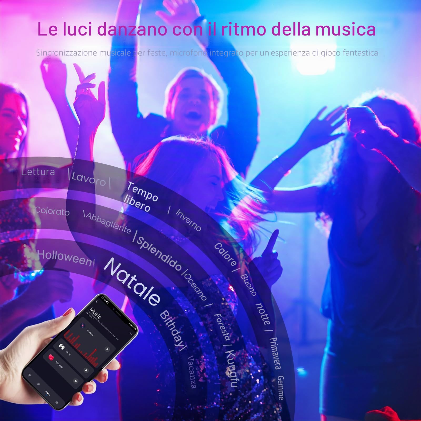 Faretto LED RGB Esterno 50W,Smart Faretti RGBCW Faro LED Cambia Colore/Controllo APP/Dimmerabile/Timer/Sinc Music/IP66 Impermeabile Proiettore Lampada Esterno Per Natale,Halloween,Disco,Festa