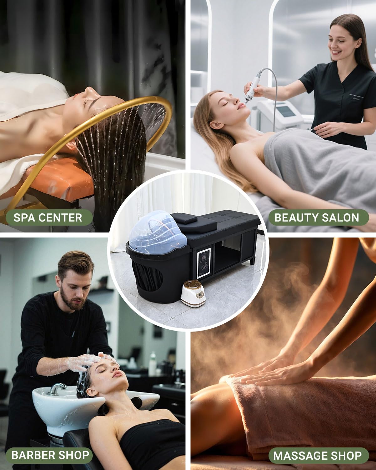 Camilla de masaje Nykto para salones de belleza y barberías.