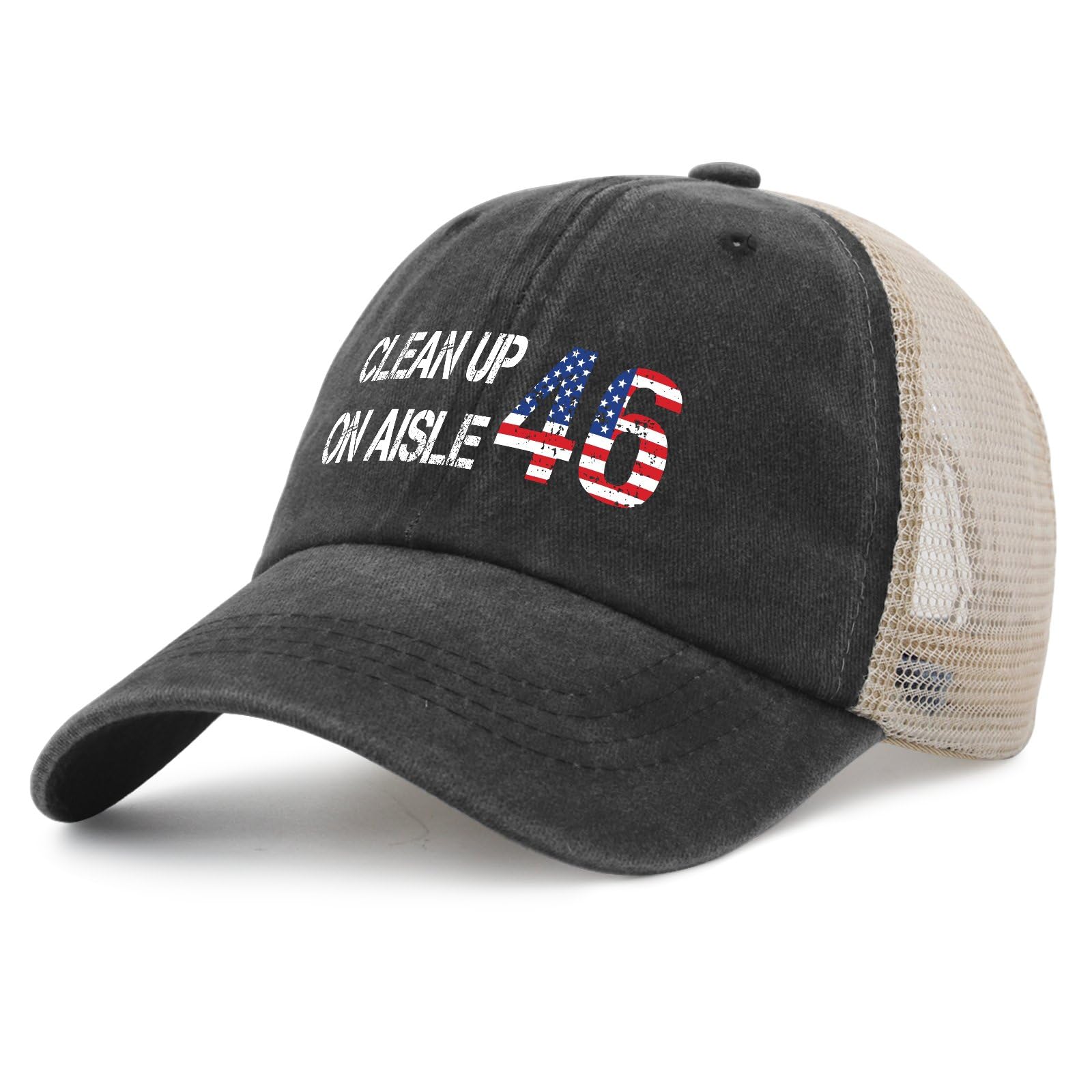 Clean Up On Aisle 46 Hat for Men Trendy Ball Caps Women AllBlack Ball Cap Humor Unique Gifts for New Job