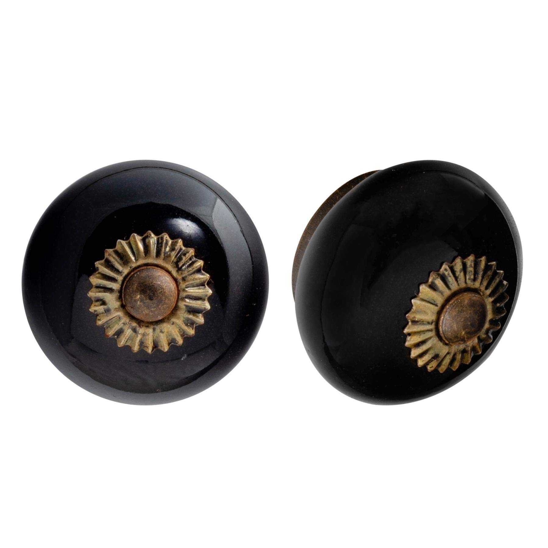 Nicola Spring Ceramic Cupboard Drawer Handle Knobs - Black - Pack of 24