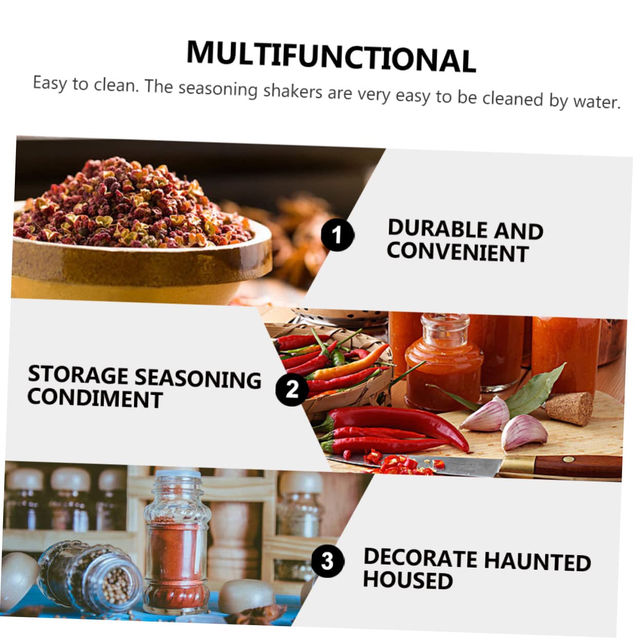 AUTSUPPL 6pcs Multifunctional Stainless Steel Seasoning Storage Bottle Condiment Pepper Spice Shakers Easy to Control Seasoning Amount