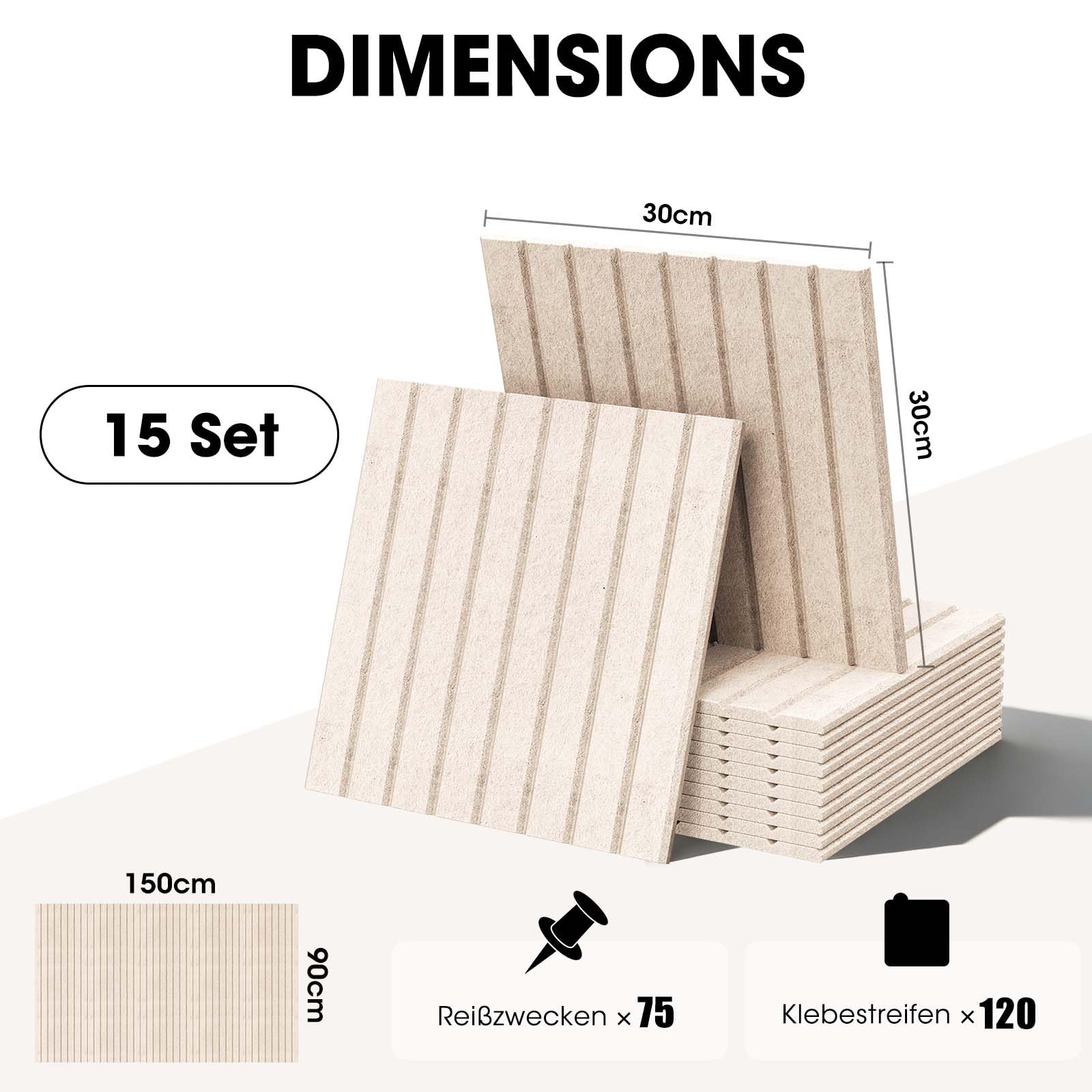 150 x 90 cm Große Filz Pinnwand, 15er Pack Pinnwand Kork Selbstklebend mit 75 Pinnadeln, Fotowand Pinnwand modern Memoboard, 0,9cm Dick korkplatte für Büro Schulen Kinderzimmer, Helles Kamel