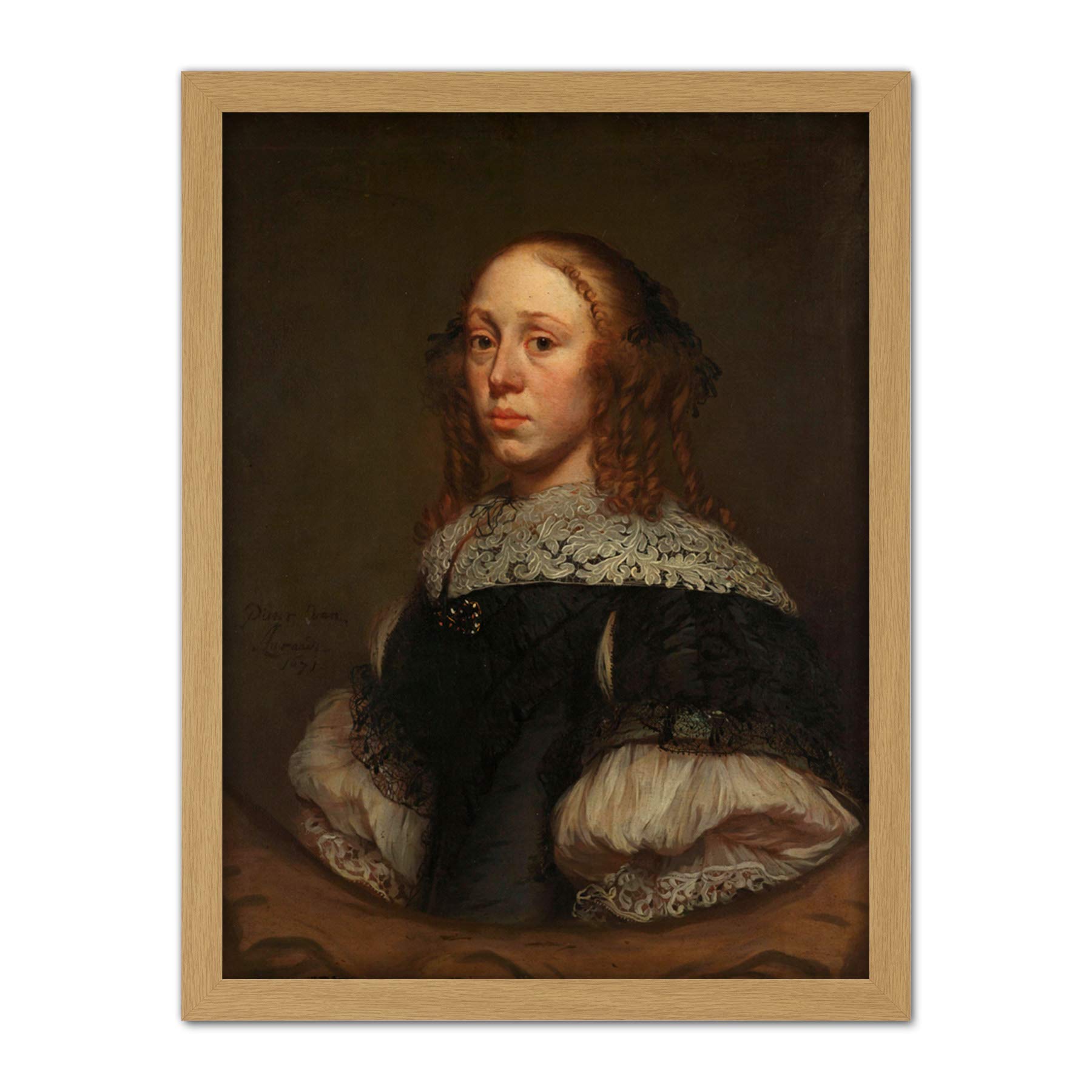 Artery8 Van Anraedt Portrait Of A Woman Painting Artwork Framed Wall Art Print 18X24 Inch