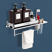 Arena stainless steel 3 in 1 Multipurpose Bathroom Shelf, Wall Mounted Bathroom Stand, Tumbler, Toothbrush & Napkin Holder Stand, Steel Pack of 1, Cosmetics, Silver