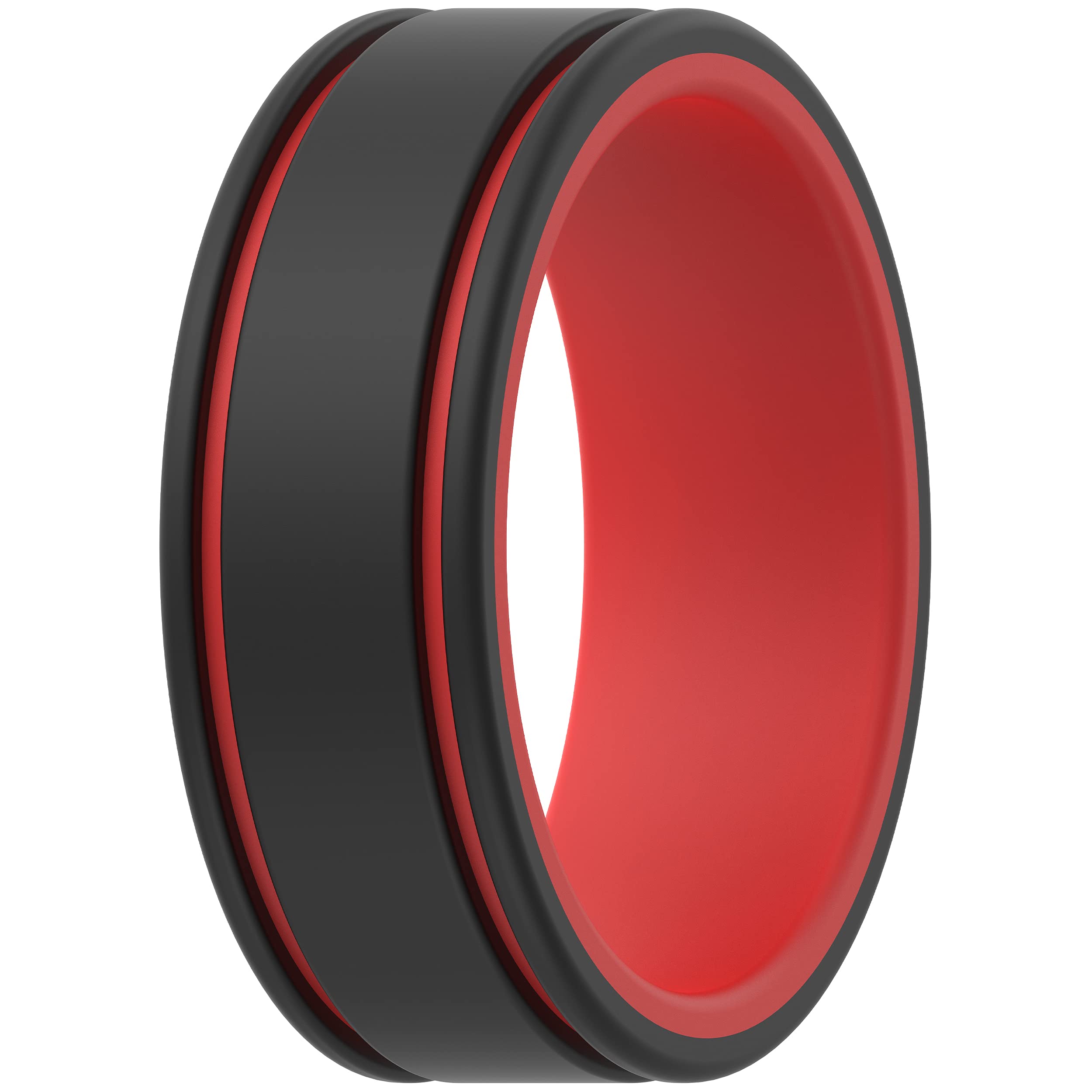 Silicone Rings for Men - 7 Rings / 4 Rings / 1 Ring - Breathable Patterned Design Wedding Bands 8mm Wide - 2.5mm Thick