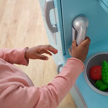 KidKraft Vintage مطبخ لعب خشبي مع Pretend Ice Maker و Play Phone ، Blue