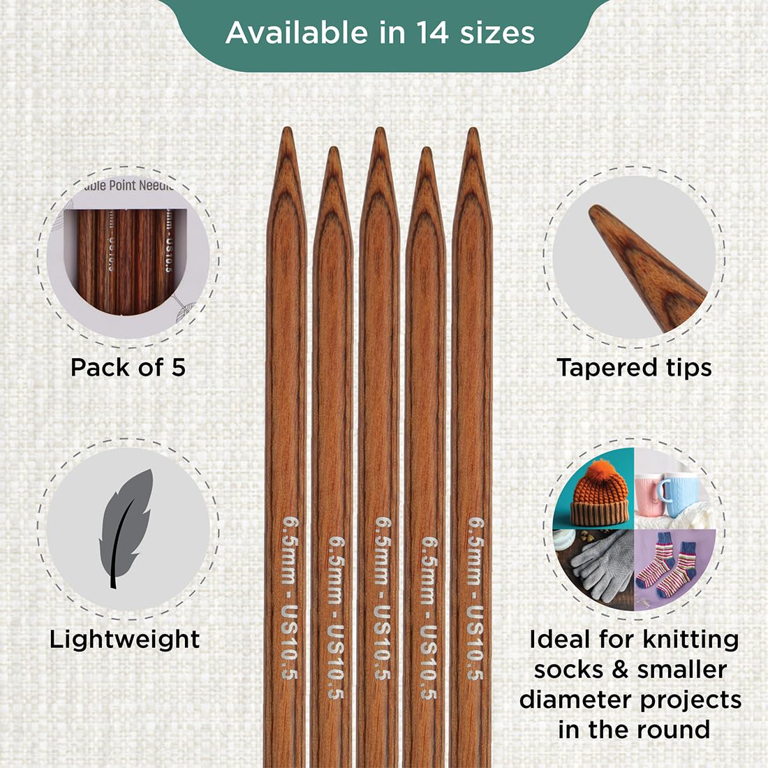 KnitPro Ginger Needle 31032 Bois De Jeu En Bois Naturel/marron 20 Cm 6,5 Mm