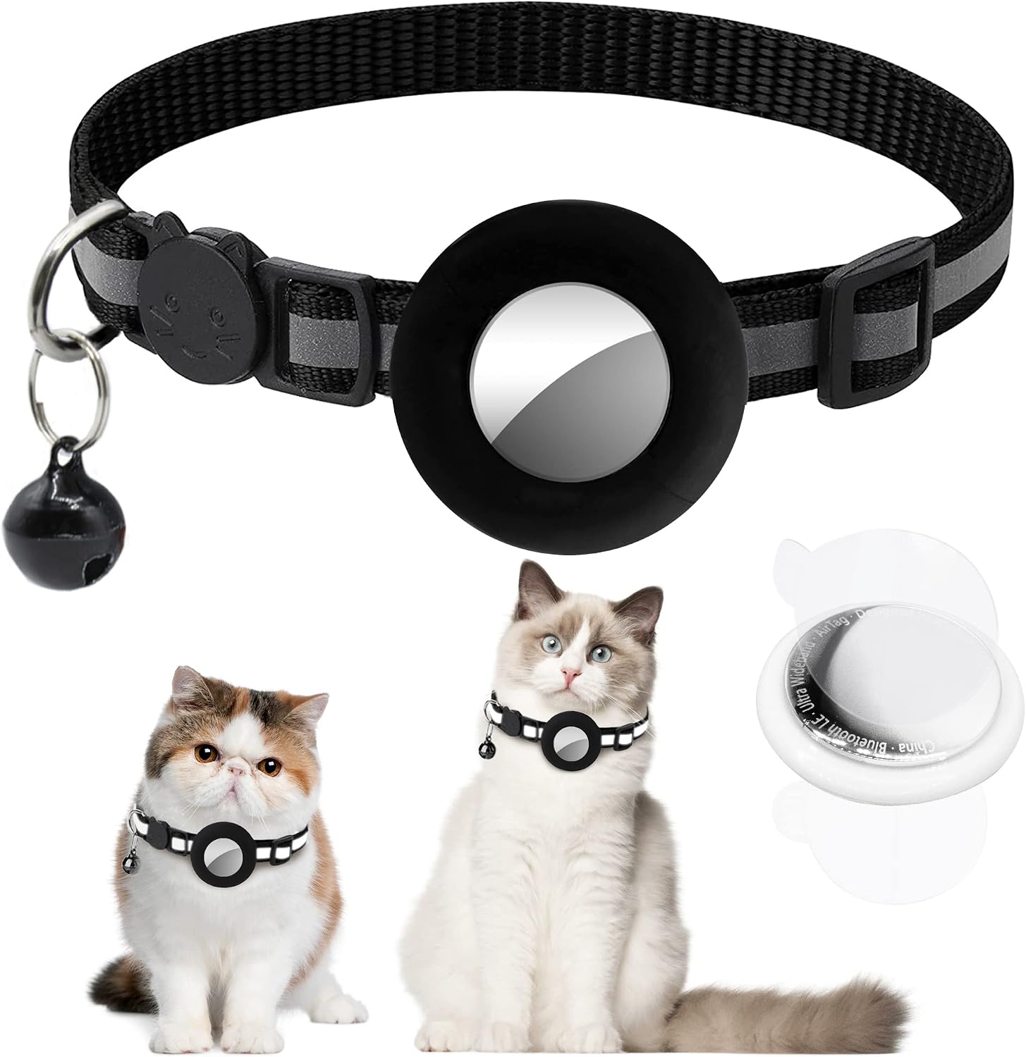 MUSJOS Cat Collar - Airtag Cat Collar with HD Water Condensation Film - Lightweight GPS Cat Collar - Reflective Strip - Breakaway Safety…