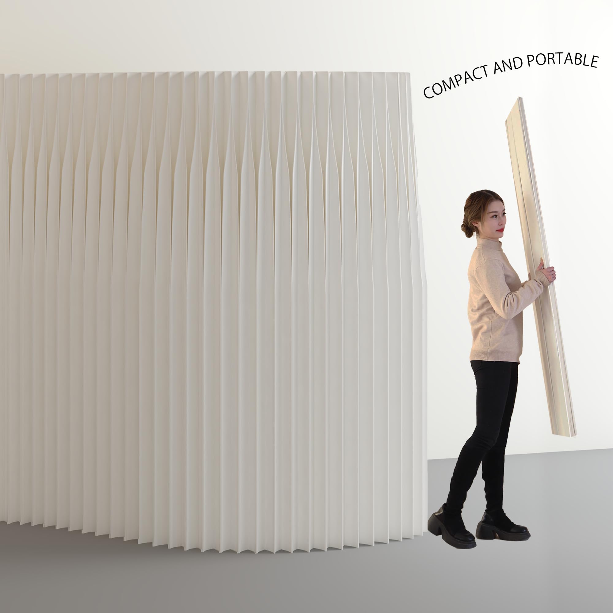 SAeWare Biombo plegable para ambientes, separador portátil de privacidad para el hogar, oficinas, tiendas, restaurantes, uso comercial, blanco, 220 x 43 x 400 cm