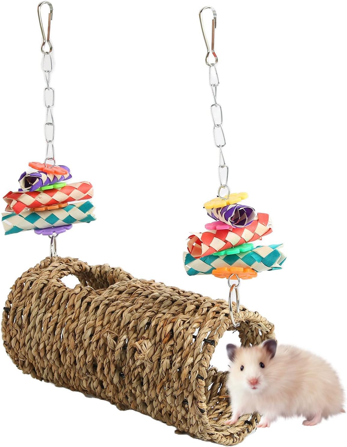 ZYYRSS Seagrass Hammock, Hammock Play Tunnel Bird Woven House Toy Sea Grass Woven House Hanging Bed Toy for Bird - Image 4