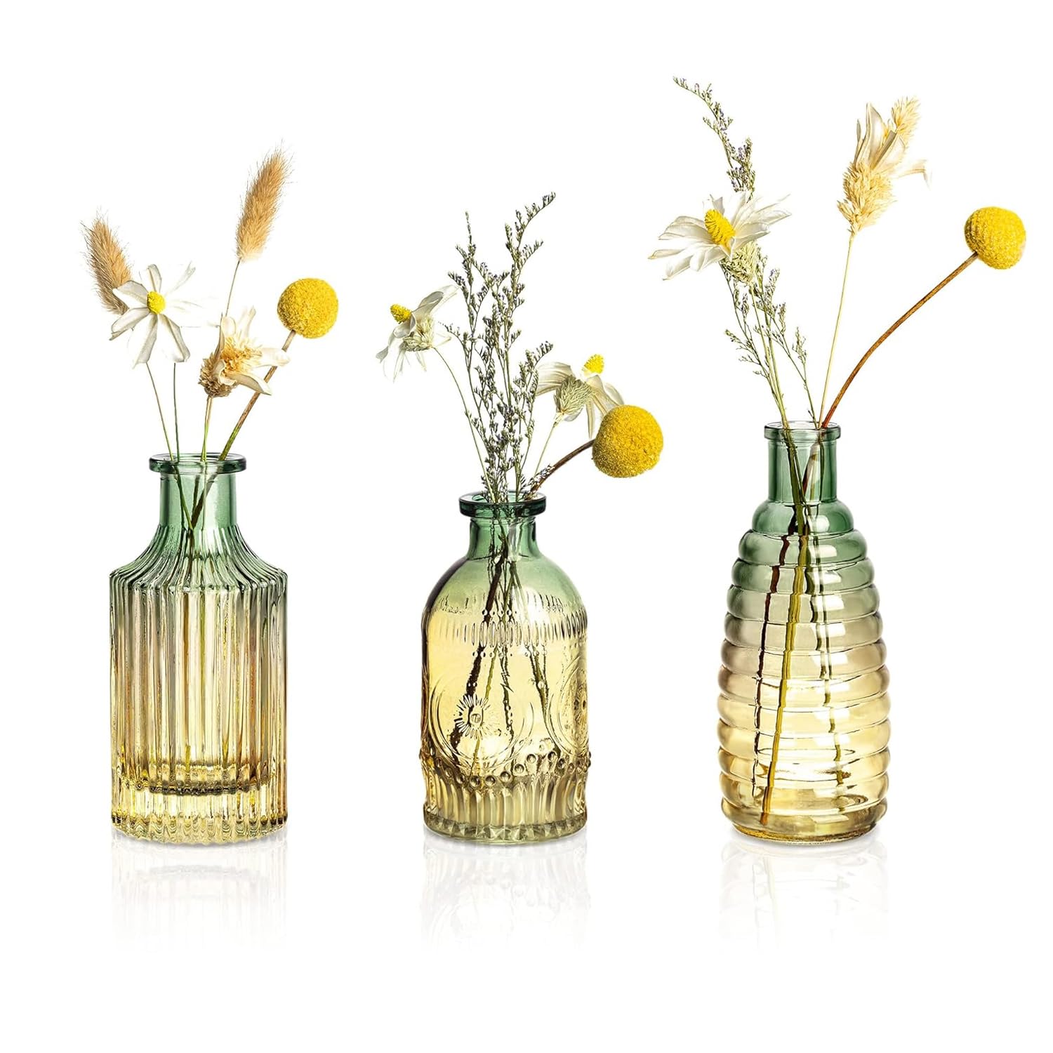 100% Crystal Clear Glass Bud Vases Flower Pots for Home Decoration (Set of 3) | Center Table Mini Decorative Items | Transparent Glass Vase for Water Plants | Glass Planters for Indoor Plants-image-45