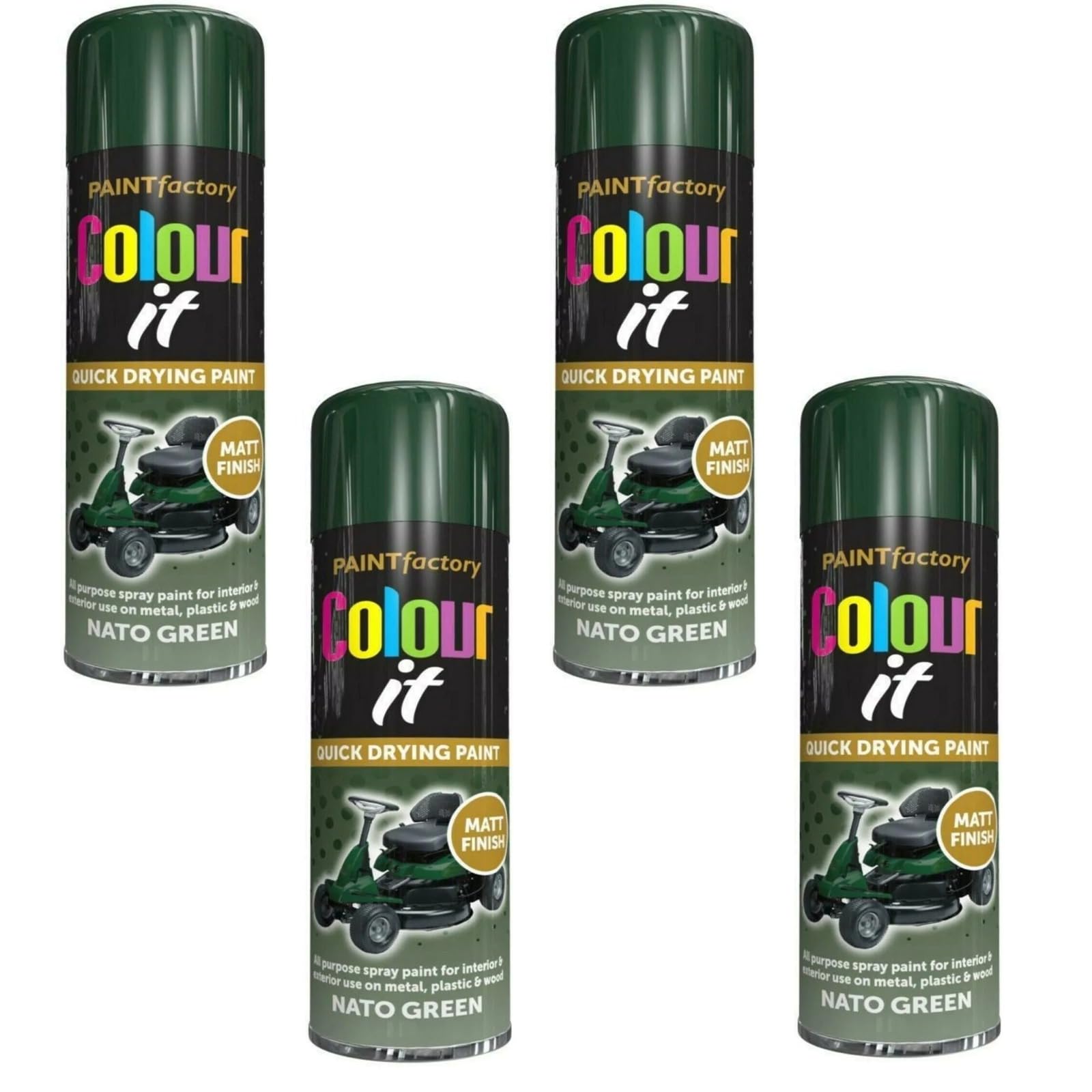 PNJB All-Purpose Nato Green Aerosol Spray Paint, Quick Drying Spray, Fast Dry and Excellent Coverage for Wood, Metal, Plastic, 400ML (4PCS)
